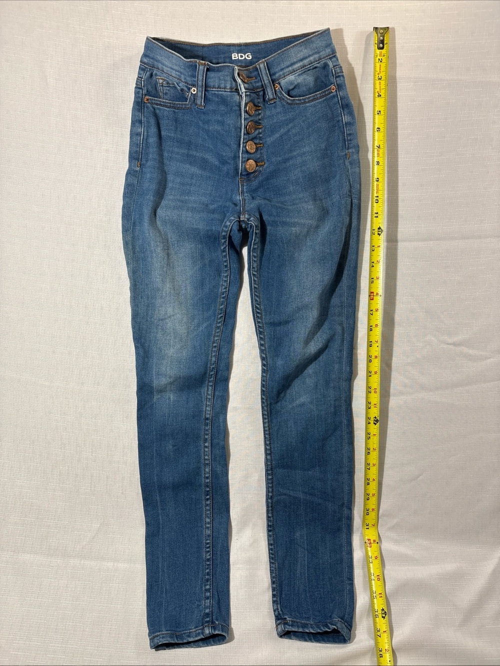 BDG Dark Blue High-Rise Button-Fly Skinny Jeans 24W 29L twig ankle